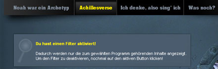 Hilfe - Programmmen� und Filteranzeige